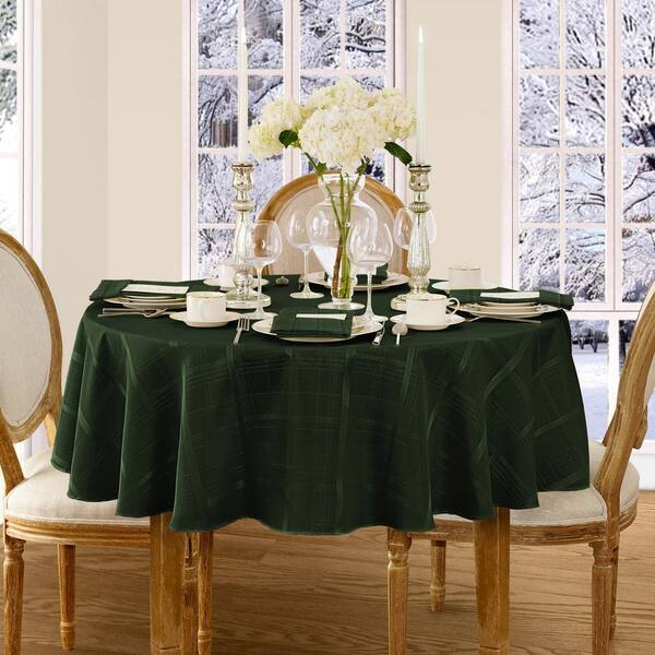 17 in. W x 17 in. L Elegance Plaid Damask Holly Green Fabric Napkins (Set  of 4)
