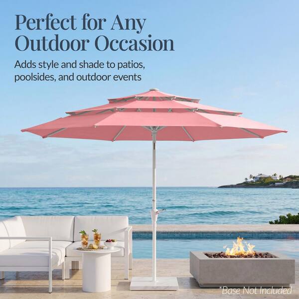 best patio umbrella on the market Best Choice Products 10ft 3-Tier Patio Umbrella White Pole, Outdoor Market Umbrella Steel Pole
