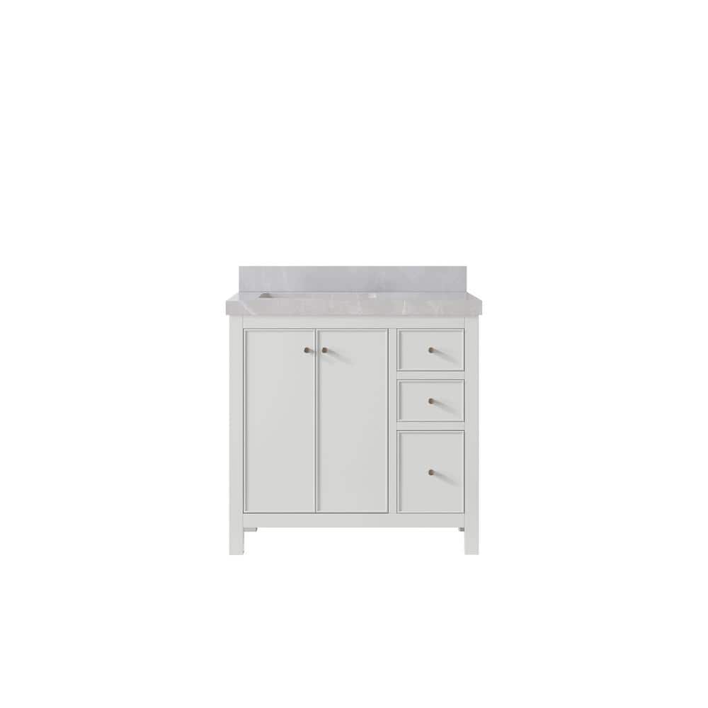 Willow Collections Chicago 36 in. Left Offset Sink Freestanding White
