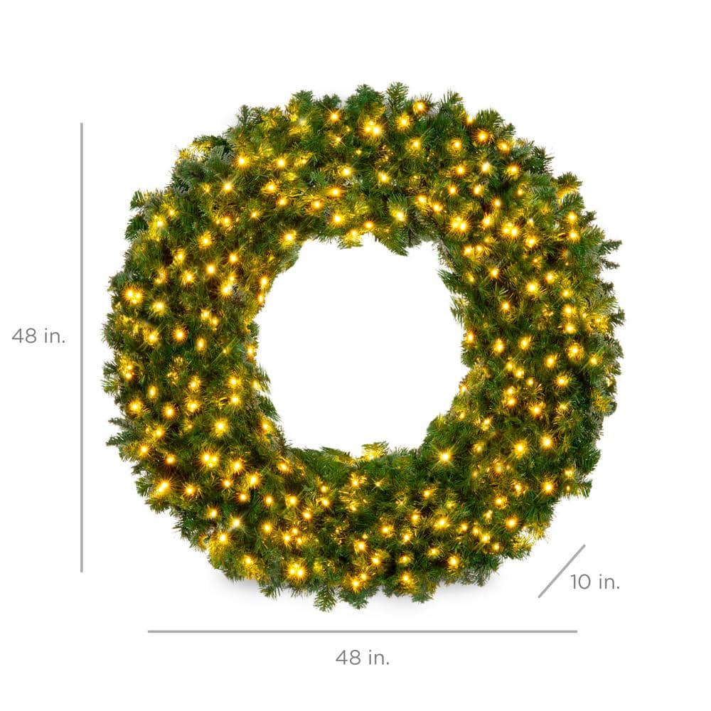 48" Green Artificial Fir Christmas Wreath with LED Lights