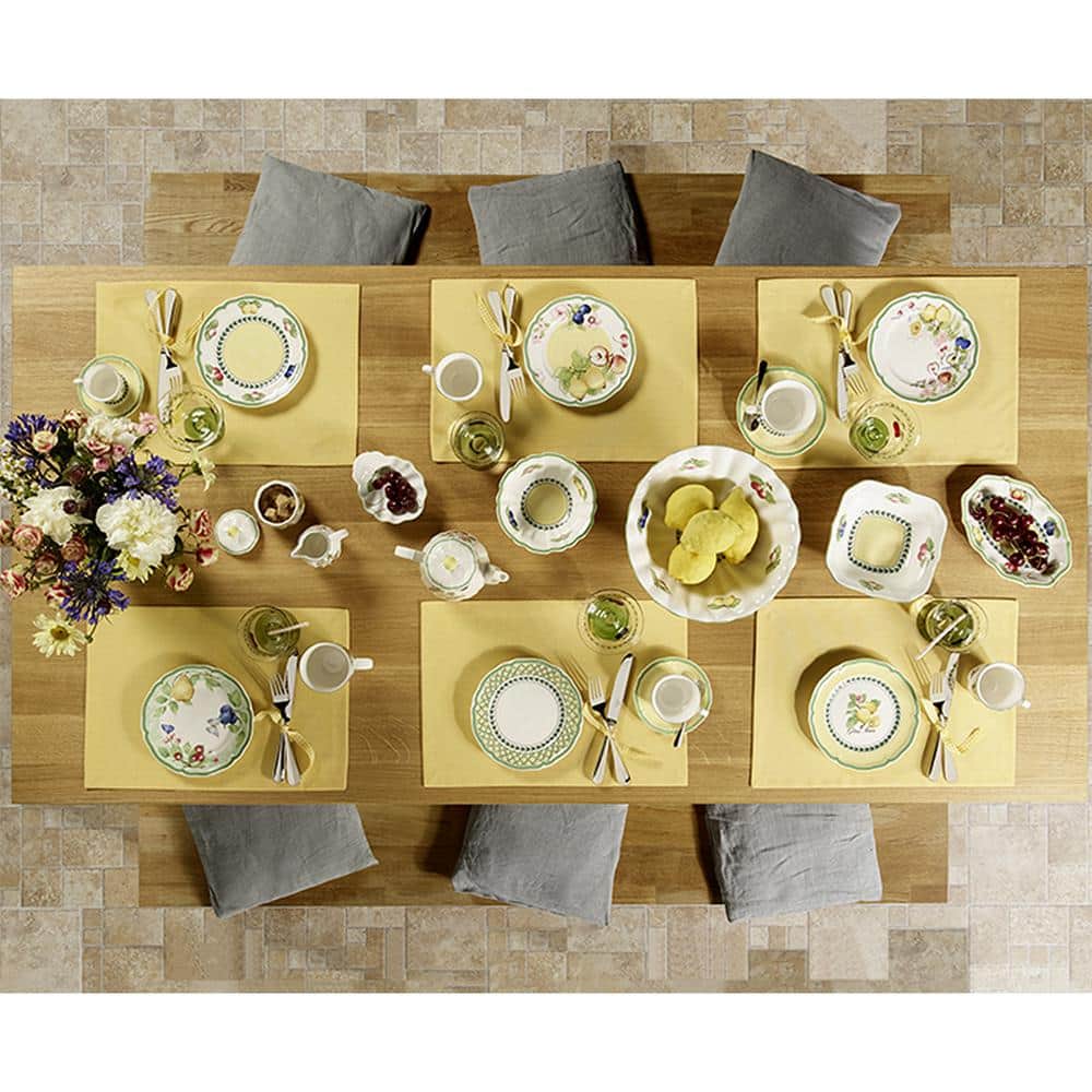French Garden Glossy White Porcelain 12-Piece Dinnerware Set