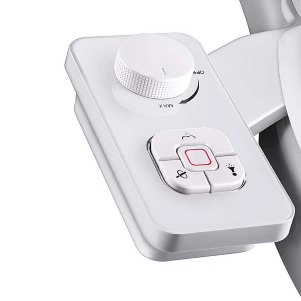 White Cold Water Toilet Seat Bidet Attachment with Pressure Controls, Retractable Self-Cleaning Dual Nozzles