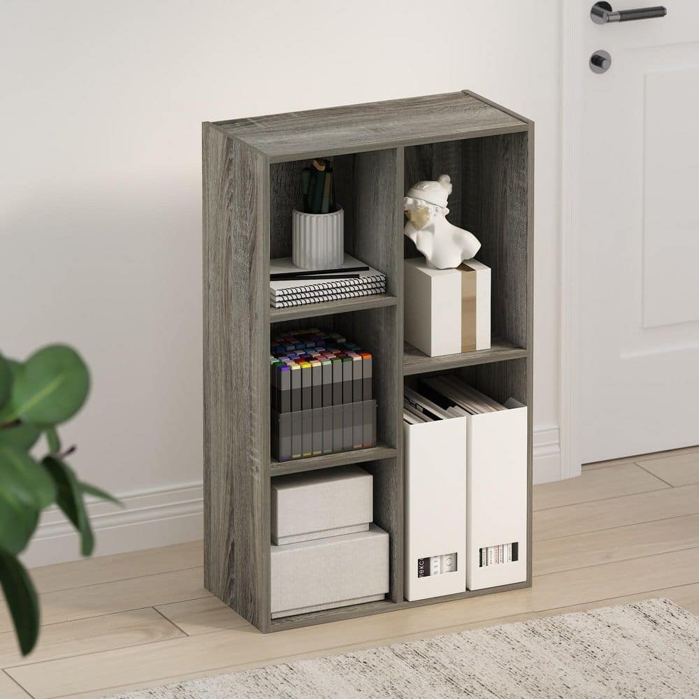 Furinno Tomi 31.5 in. Tall French Oak Wood 5-Shelf Bookcase
