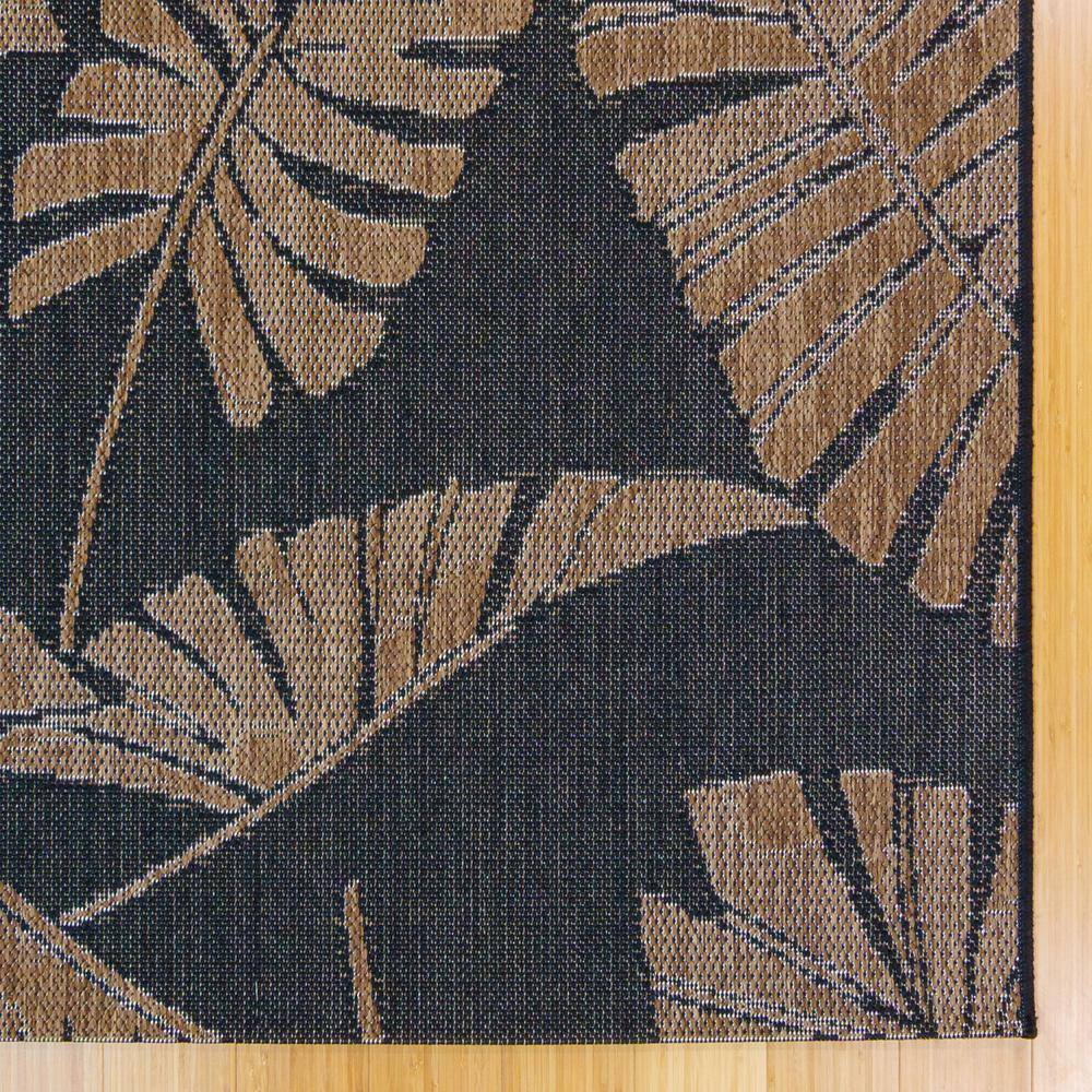 Black and Brown Tropical Floral Flatweave Runner Rug, 2'2" x 6'