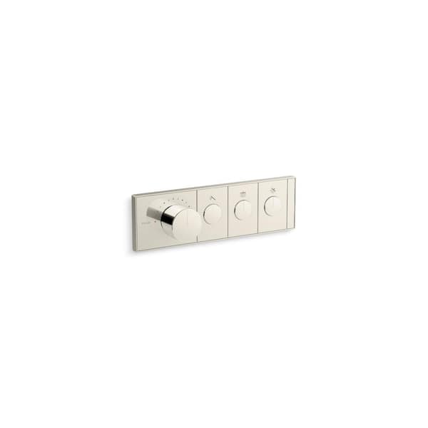 Anthem 3-Outlet Thermostatic Valve Control Panel With Recessed Push-Buttons