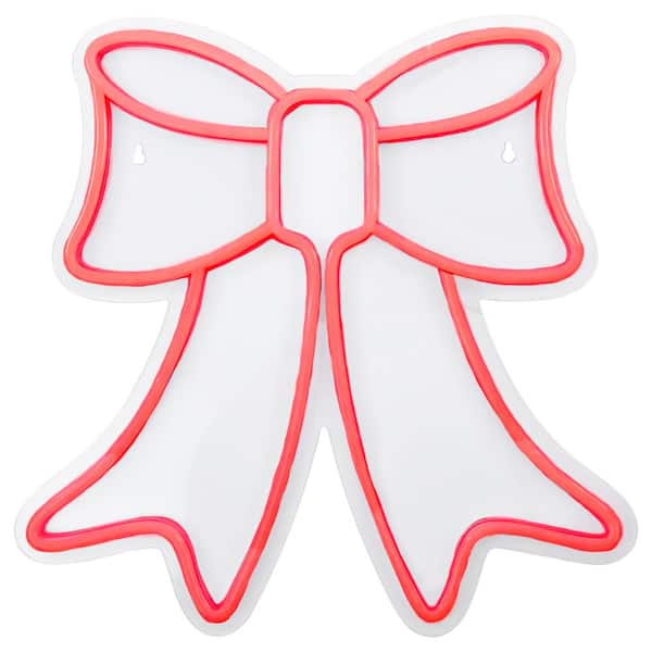 Northlight 15 in. Red LED Lighted Neon Style Bow Christmas Window Silhouette