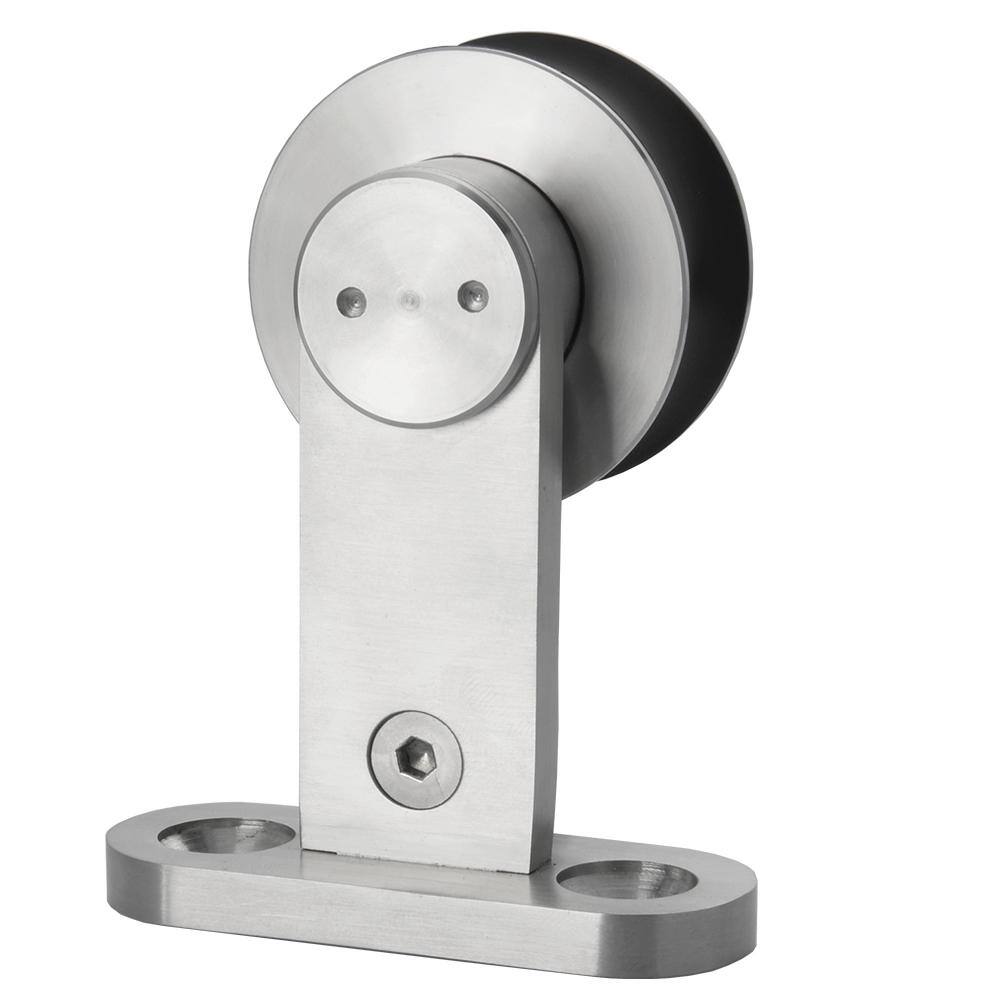 DELANEY HARDWARE 8 ft. Brushed Steel Round Track Single Wheel Barn Door Hardware Kit SD1081