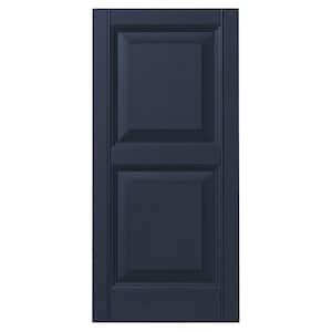 12 in. x 28 in. Raised Panel Polypropylene Shutters Pair in Dark Navy