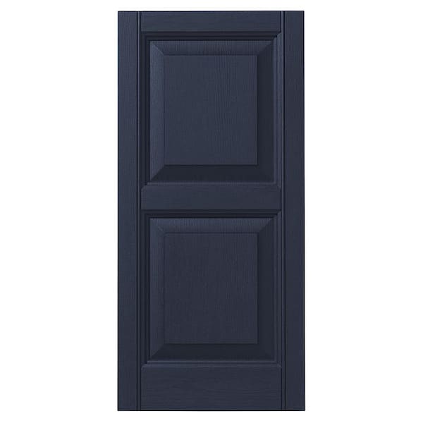 12 in. x 31 in. Raised Panel Polypropylene Shutters Pair in Dark Navy