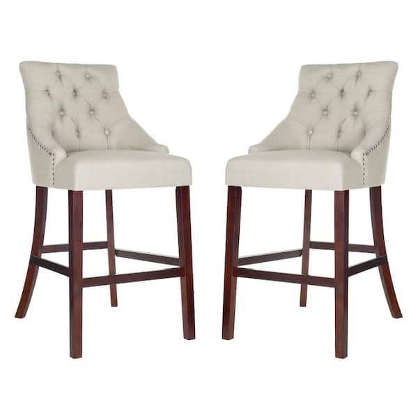 SAFAVIEH Eleni 45 in. Light Gray Wooden Bar Stool (Set of 2)