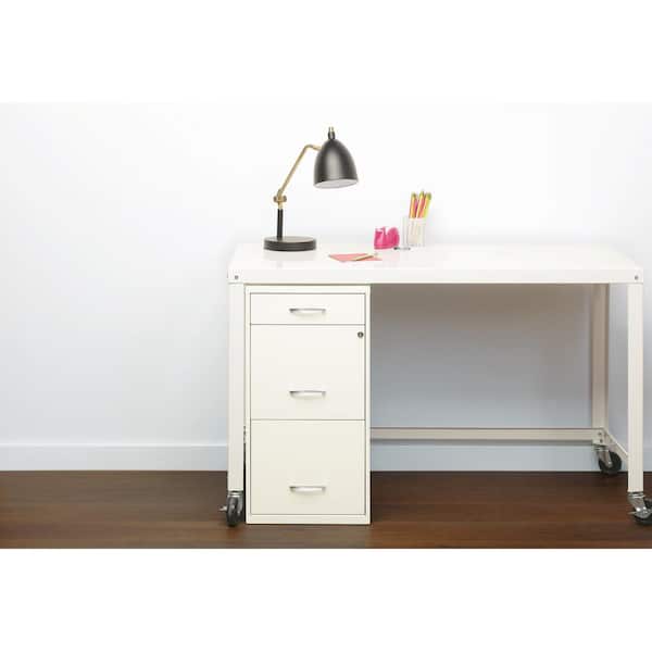 18 in. D 3-Drawer Pearl White Metal Letter Width 14.25 in. W Vertical File Cabinet with Pencil Drawer
