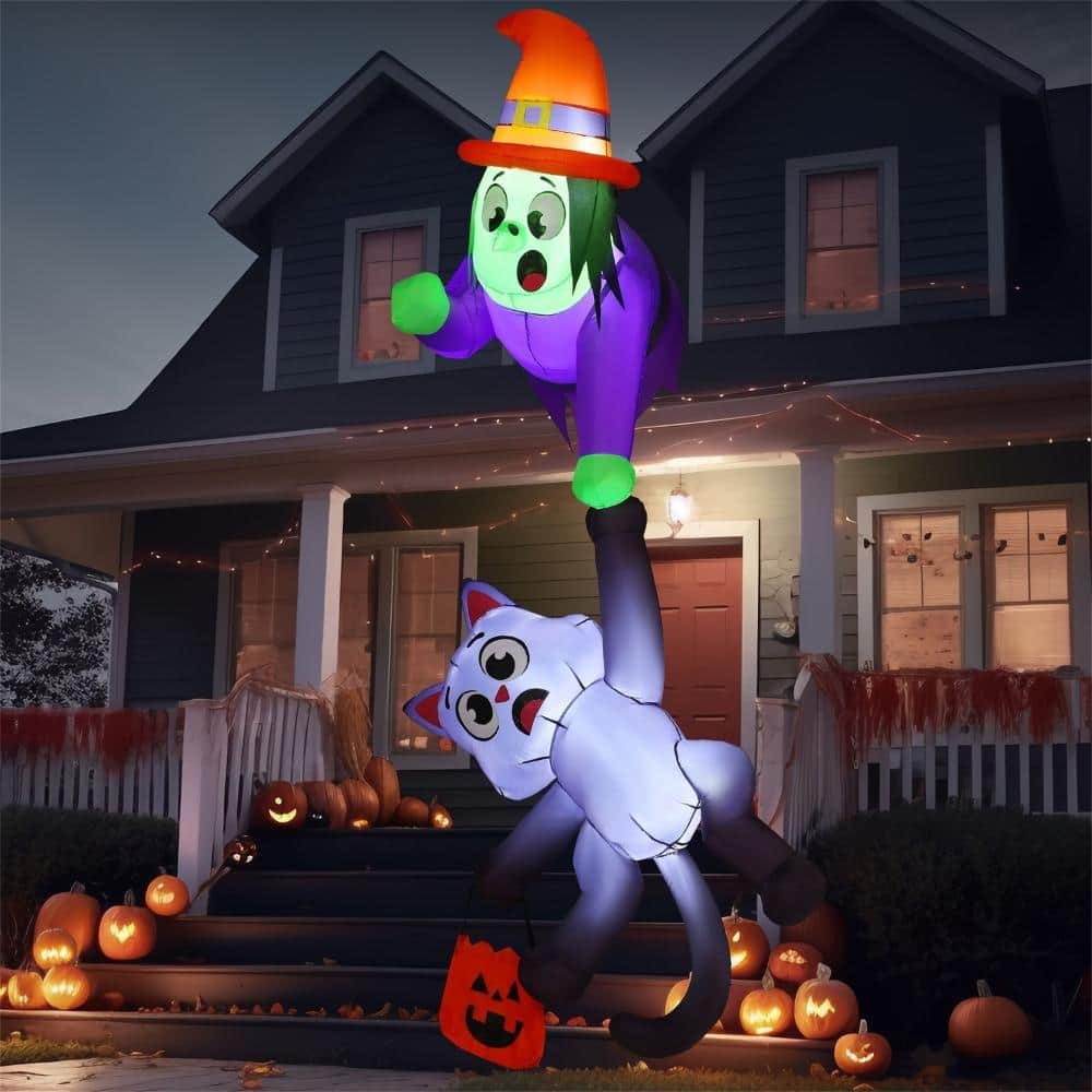 8FT Tall Halloween Blow Up Roof Decoration Witch and Black Cat Inflatable Decor price history on PriceWatchPro