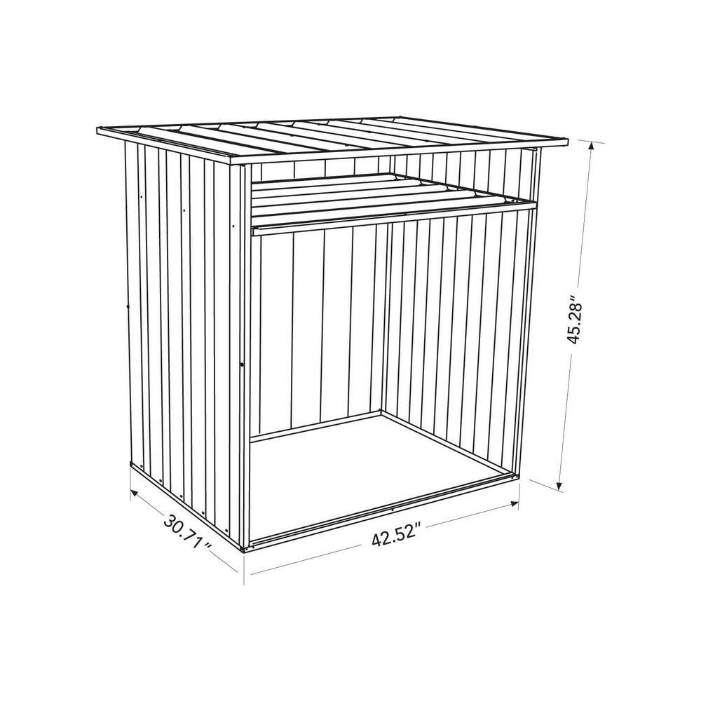 Woodland Gray Metal Firewood Storage Shed with Shelving