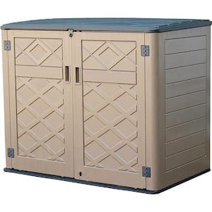 Outdoor Storage Shed 358 Gal. 53 in. x 33 in.x 46 in. LightBrown Resin Large Waterproof Deck Box Shed with 1-Metal Shelf