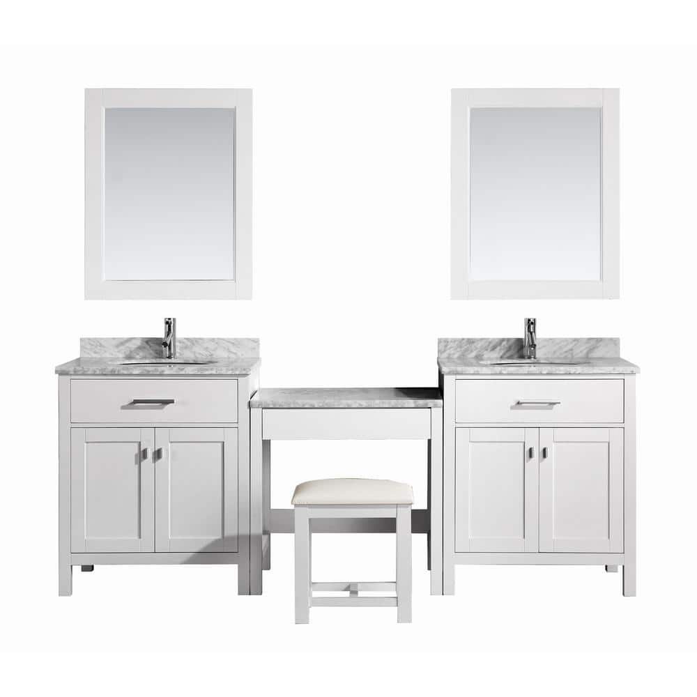 Design Element Two London 30 In W X 22 In D Vanity In White With Marble Vanity Top In Carrara White