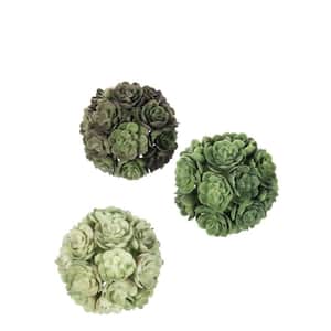2" Artificial Green Echeveria Orb - Set Of 3