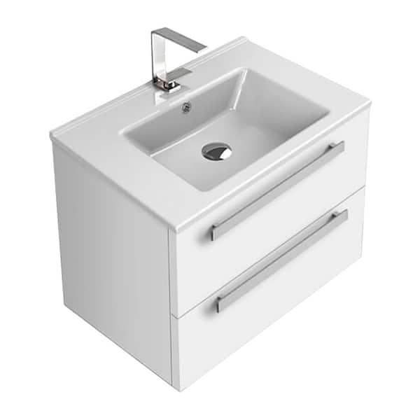 Nameeks Dadila 24 in. W x 16.9 in. D x 18.3 in. H Bathroom Vanity in Glossy White with Ceramic Vanity Top and Basin in White