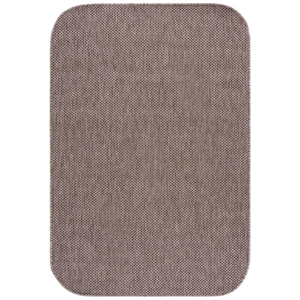 Courtyard 5 ft. x 8 ft. Natural/Black Solid Color Indoor/Outdoor Area Rug