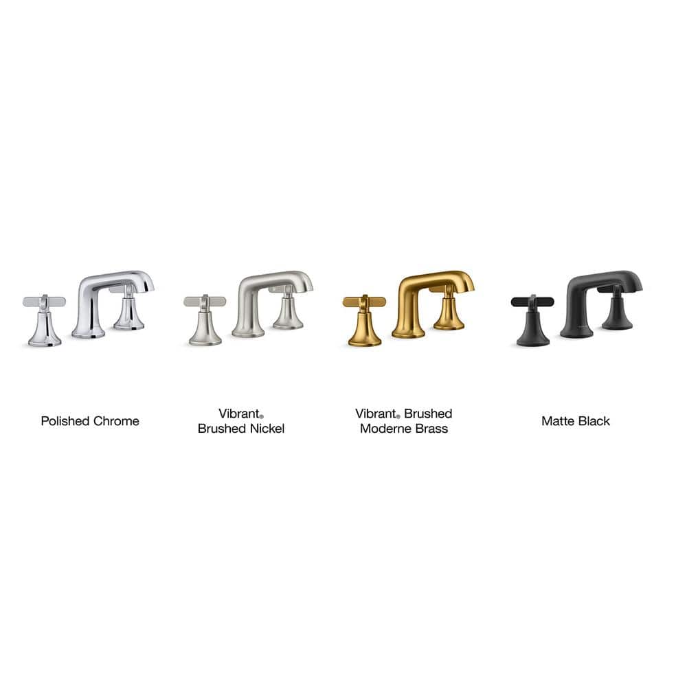 Vibrant Moderne Brushed Brass Widespread Bathroom Faucet