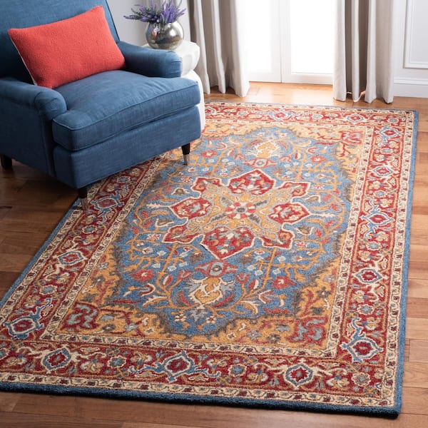 Antiquity 6 ft. x 6 ft. Red/Blue Traditional Medallion Square Area Rug