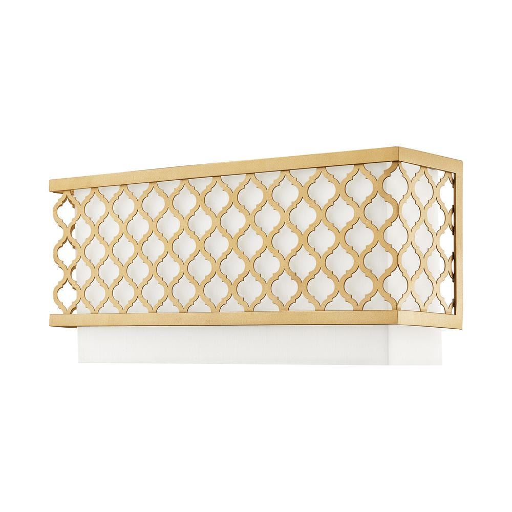 Soft Gold Steel Rectangle Wall Sconce with Fabric Shade