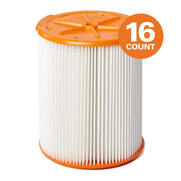 RIDGID HEPA Wet/Dry Vac Replacement Cartridge Filter for Most 5 Gallon and Larger RIDGID Shop Vacuums (16-Pack)