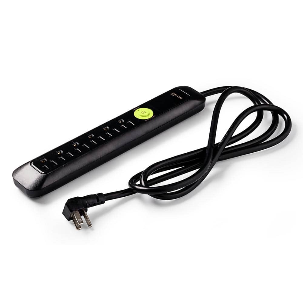 Black 6-Outlet Heavy Duty Power Strip with Surge Protector