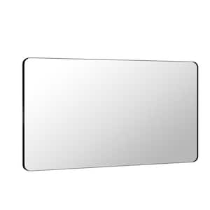 72 in. W x 36 in. H Premium Aluminum Framed Rectangular Bathroom Vanity Wall Mirror in Matte Black