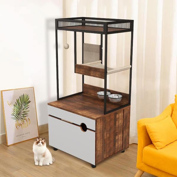 maocao hoom White and Vintage Cat Tree Tower, Cat Furniture
