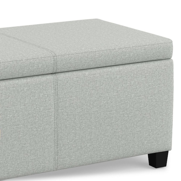 Simpli Home Avalon 48 in. Wide Linen Look Fabric Storage Ottoman