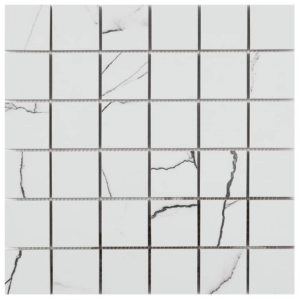 Magnus Black and White 4 in. x 0.35 in. Matte Porcelain Mosaic Floor and Wall Tile Sample price history on PriceWatchPro