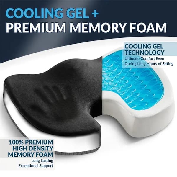 Alera Cooling Gel Memory Foam Seat Cushion, Black