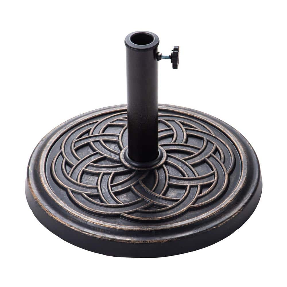 26 lb. Heavy Duty Round Resin Patio Umbrella Base in Bronze