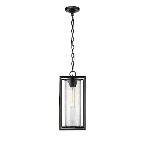 Millennium Lighting Wheatland 7.5 in. 1-Light Powder Coat Black Outdoor with Clear Seedy Glass