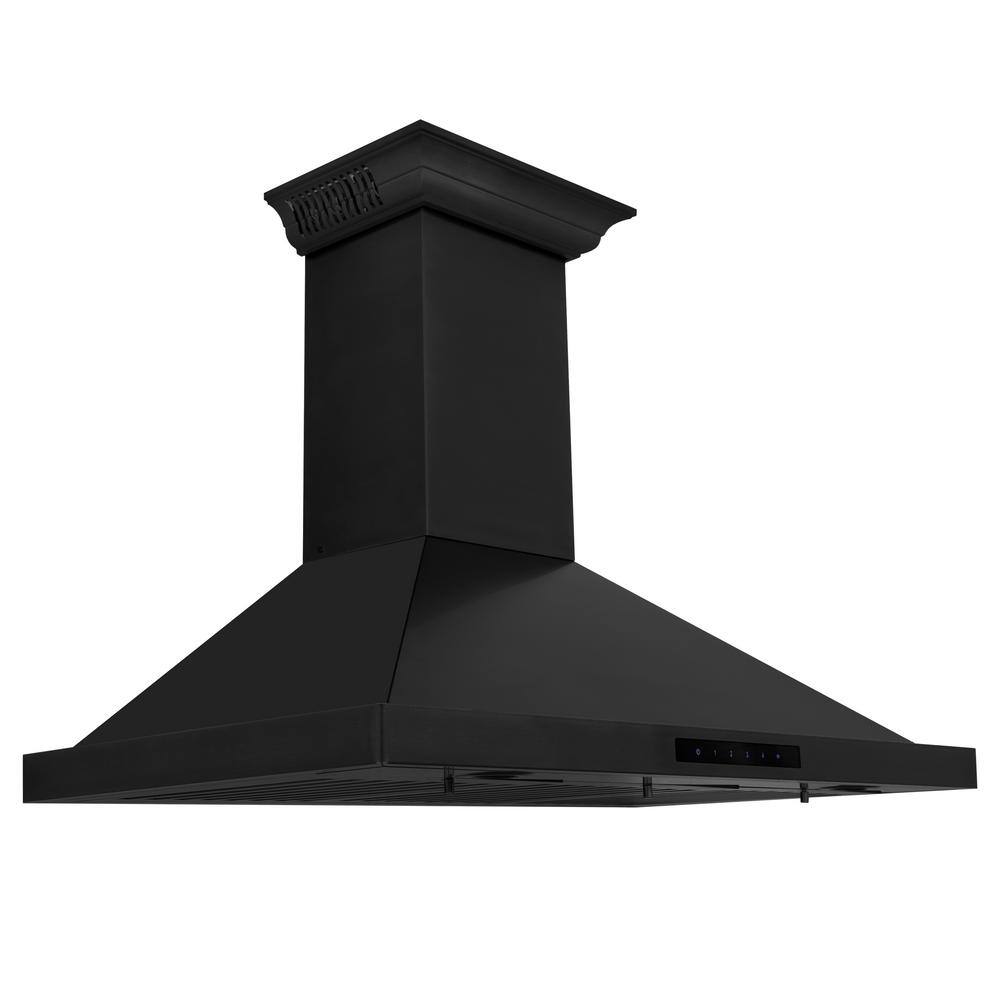 36" Black Stainless Steel Wall Mounted Range Hood with Charcoal Filter