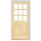 36 in. x 80 in. 9 Lite Unfinished Wood Prehung Left-Hand Outswing Back Door w/Unfinished Rot Resistant Jamb
