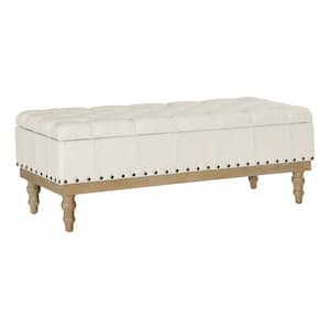 Landis 51 in. Linen Storage Bedroom Bench with Brushed Legs