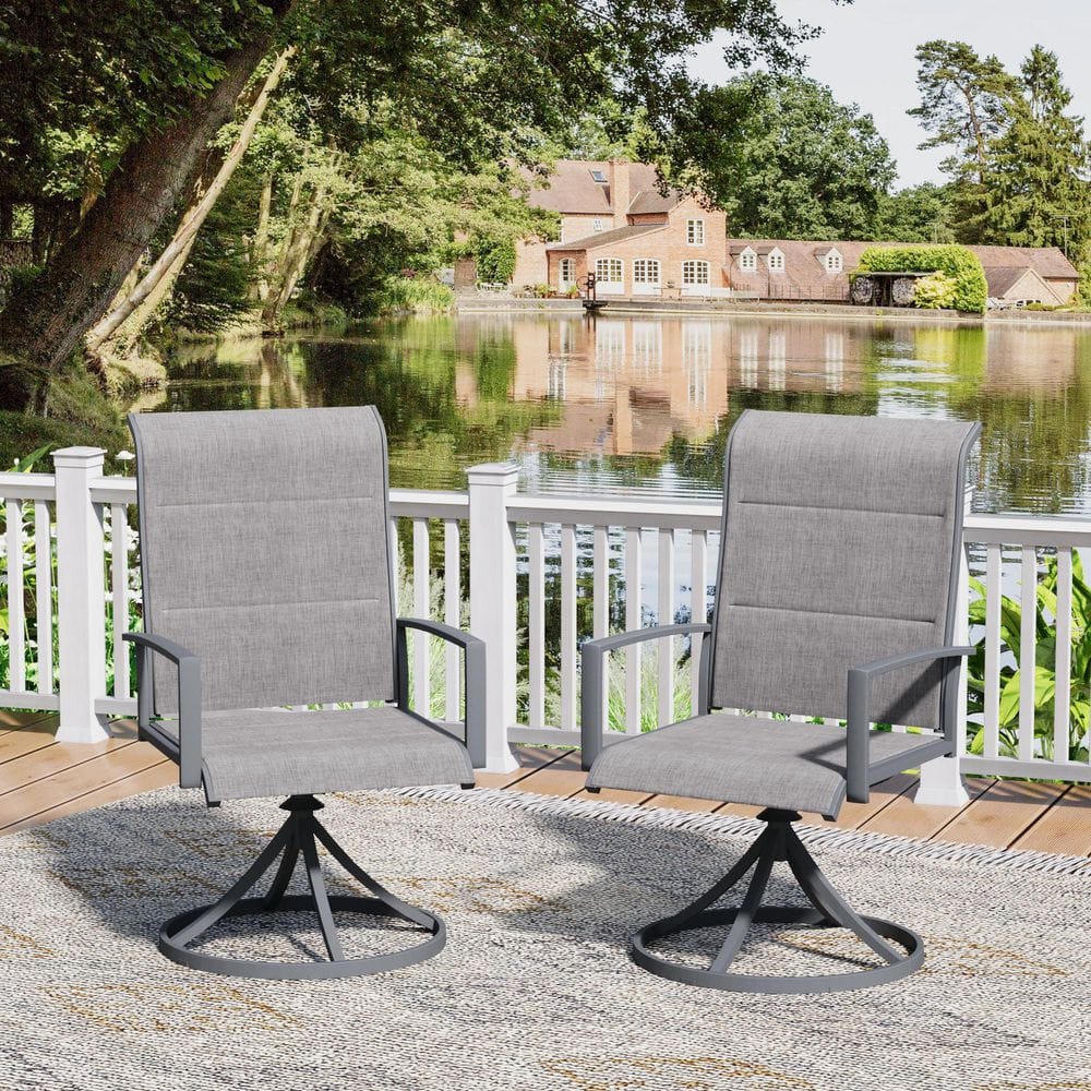 Outdoor Patio Swivel Dining Chairs Set of 6 with 360° Swivel Base and Rust-Resistant Metal Frame, Gray Fabric price history on PriceWatchPro