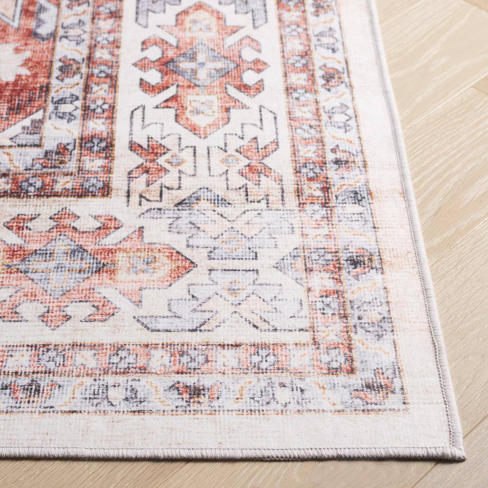 Arizona Southwestern 5x8 Rust and Light Blue Washable Area Rug