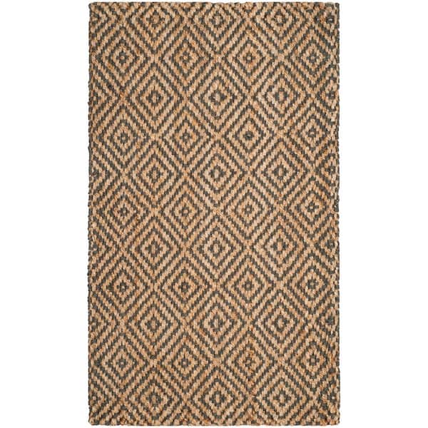 SAFAVIEH Natural Fiber Beige/Gray Doormat 3 ft. x 5 ft. Geometric Area Rug