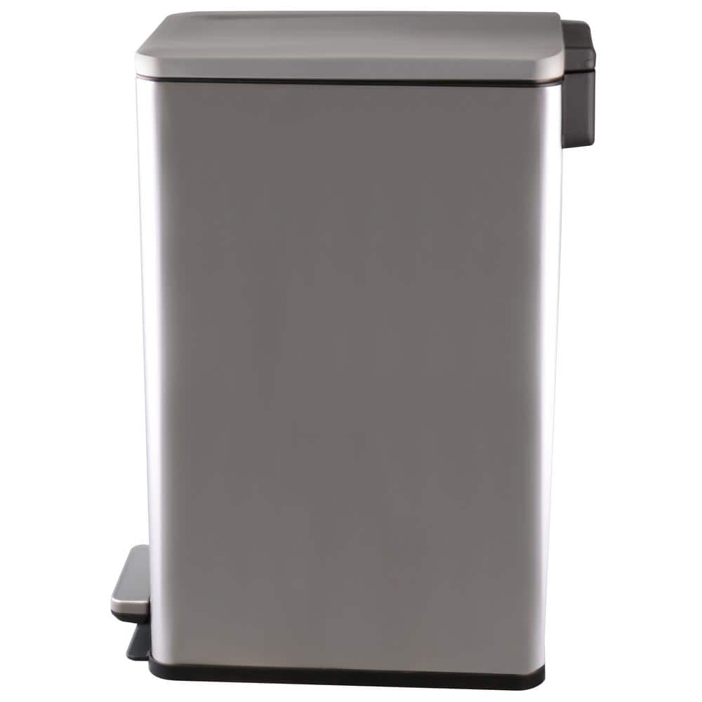 Slim Silver Stainless Steel Dual Compartment Recycling Bin