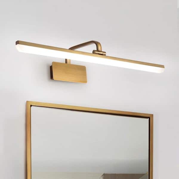 Nimbus 27.6 in. W 1-Light Brass Integrated LED Bathroom Vanity Light Bar with Rotable Acrylic Shade in 6000K Cool White