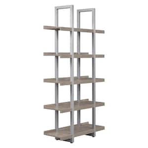 Oslo 80 in. H x 14 in. D x 40 in. W Metal Frame Tall Open Bookcase with 5-Fixed Shelves, Grey