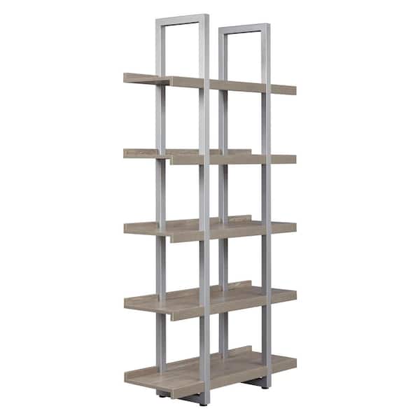 Nyhus Oslo 80 in. H x 14 in. D x 40 in. W Metal Frame Tall Open Bookcase with 5-Fixed Shelves, Grey