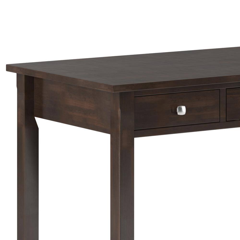 Tobacco Brown Solid Wood Desk with Drawers and Keyboard Tray