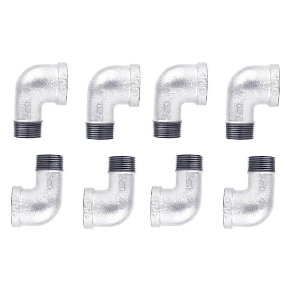 PIPE DECOR 1/2 in. Galvanized Iron 90 Degree FPT X MPT Street Elbow Fitting (8-Pack)