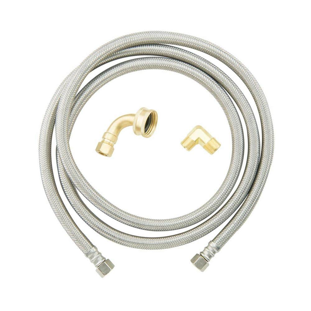 1/4 in. Comp. x 1/4 in. Comp. x 96 in. LGTH Stainless Steel Ice Maker  Supply Line Hose - Danco