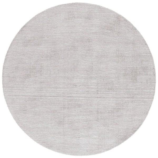 Mirage 6 ft. x 6 ft. Gray Solid Distressed Round Area Rug