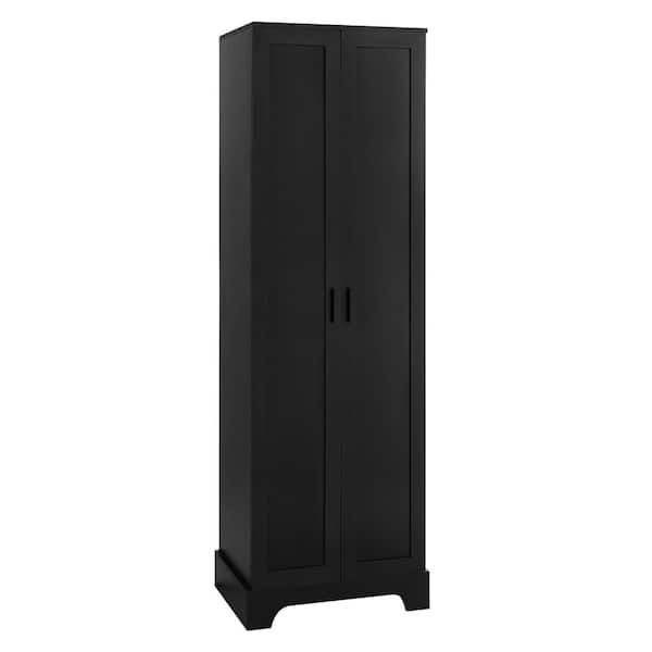BAYA 23 in. W x 17 in. D x 71 in. H Black Bathroom Freestanding Linen Cabinet with Adjustable Shelves