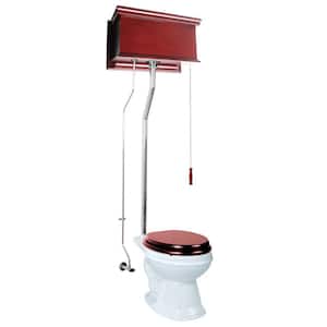 High Tank 2-Piece 1.6 GPF 1-Flush Elongated Bowl Toilet in White with Cherry Flat Tank, Seat not Included